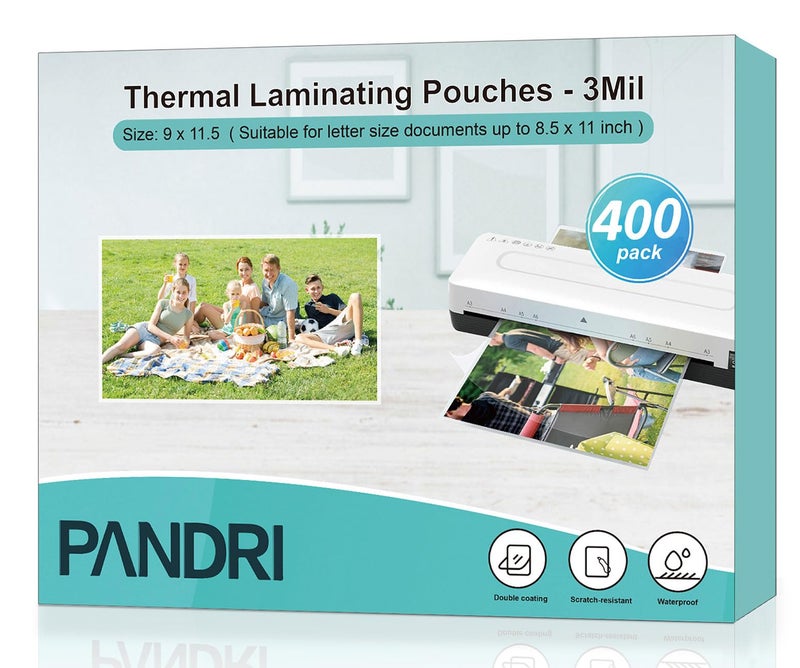 PANDRI Laminating Sheets, Pandri 400 Pack Thermal Laminator Pouches Holds 8.5 X 11 Inch, 3 Mil Clear Laminator Paper 9 X 11.5 Inch, Letter Size - Image 1